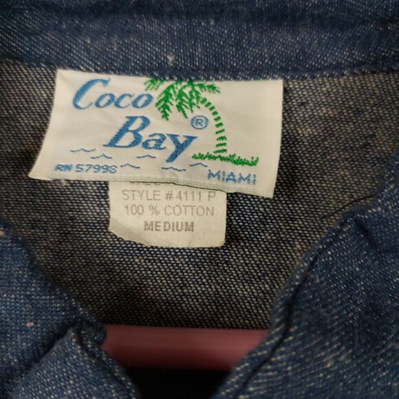 Vintage Coco Bay Miami Women Zip Jacket Denim 80s Medium Damaged Zipper Grandma - Picture 3 of 15